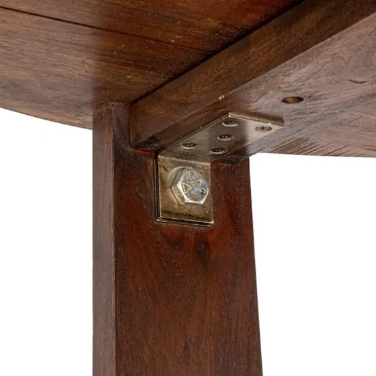 Hello Honey&reg; Elegant Acacia Trestle Round Coffee Table Walnut {3}