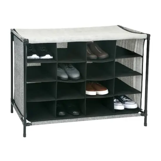 Simplify Black 16 Compartment Shoe Cubby {4}