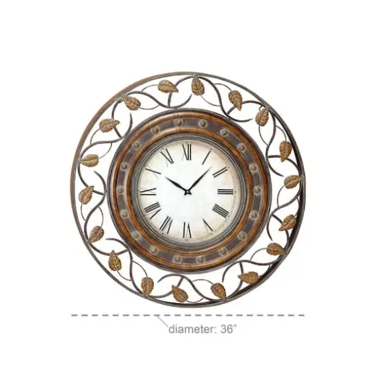 Brown Rustic Metal Wall Clock {9}