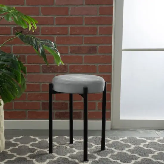 Home Details 18" Velour Vanity Stool Gray {6}