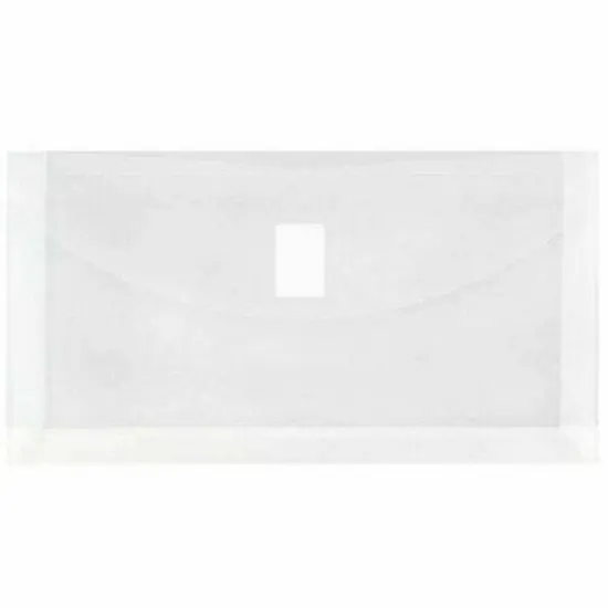 JAM Paper 5.25" x 10" Plastic #10 Business Filing Envelopes with Hook & Loop Closure, 108ct. Clear {1}