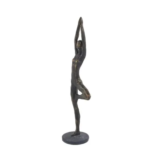 Brass Polystone Modern Sculpture, Yoga 18" x 6" x 4" {4}