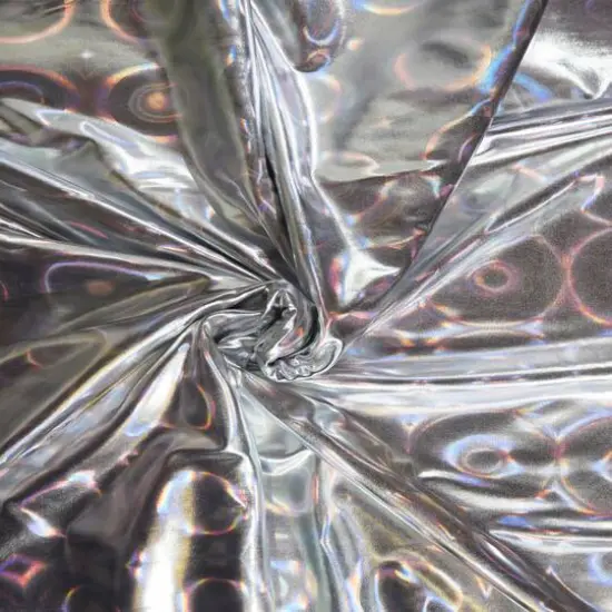 Feldman Silver Hologram Circle Stretch Knit Fabric {5}