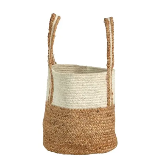 14'' Natural Cotton & Jute Boho Chic Basket Planter {5}