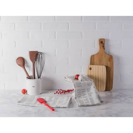 DII&reg; Silver Christmas Collage Dishtowel Set {3}