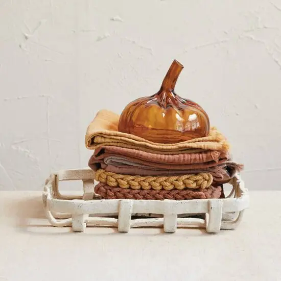 Hello Honey&reg; 15.25" White Distressed Finish Woven Basket {3}