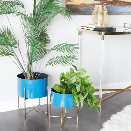 Blue Modern Planter, Set of 2" 15", 12" {9}