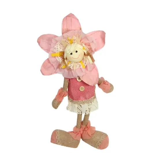 13.5" Pink Spring Sunflower Girl Decorative Figure {1}