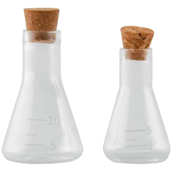 Idea-Ology Small Corked Glass Flasks 2/Pkg-Laboratory 2" To 2.375" {3}