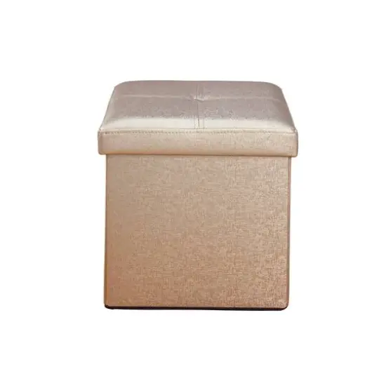 Simplify Metallic Faux Leather Folding Storage Ottoman Cube Bronze {4}