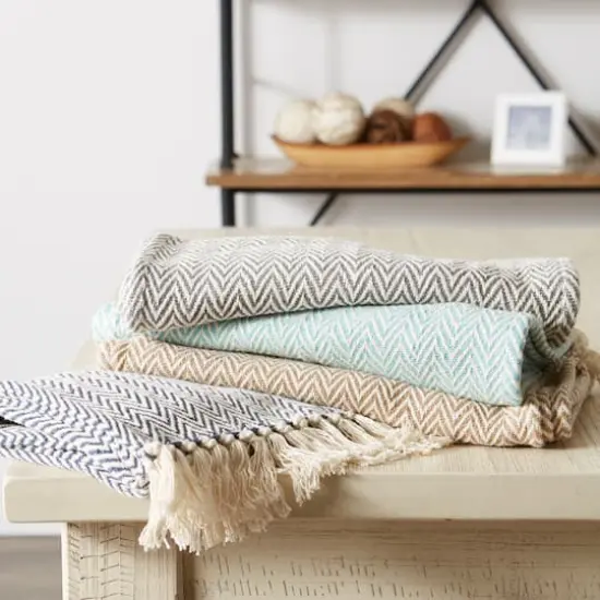 DII&reg; 108" Handloom Chevron Table Runner Aqua {6}