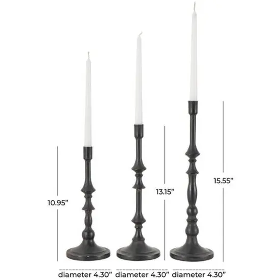 Black Metal Turned Style Candle Holder Set {8}