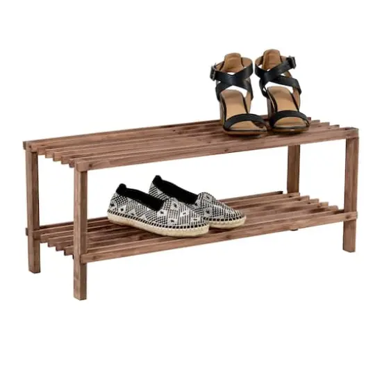 Honey Can Do Espresso 2-Tier Wood Shoe Rack {4}