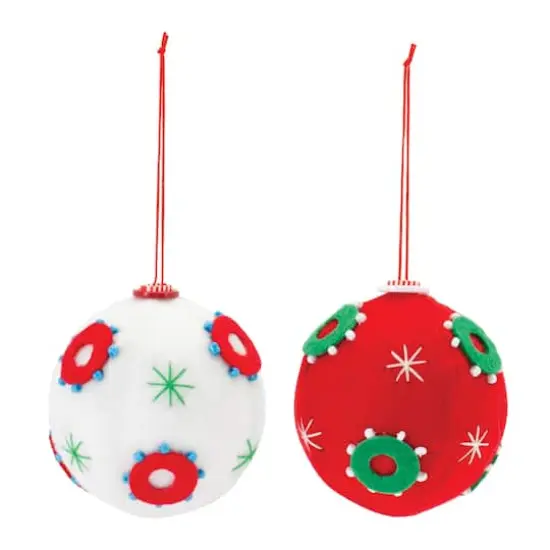 Whimsical Fabric Ball Ornament Set {3}