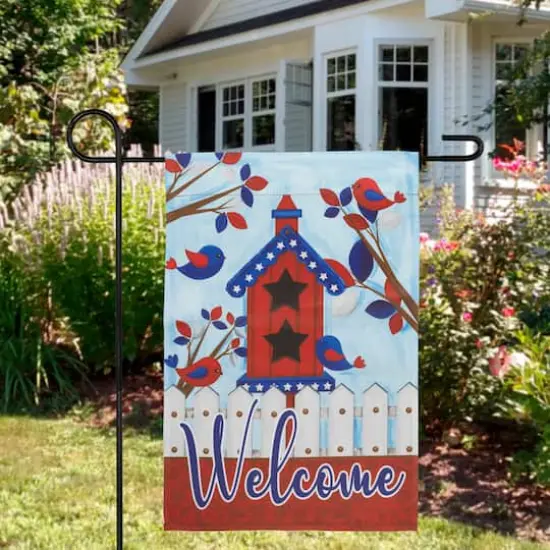 18" Patriotic Birdhouse Welcome Garden Flag {3}