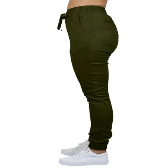 Galaxy By Harvic Loose Fit Stretch Twill Women's Joggers Olive {4}