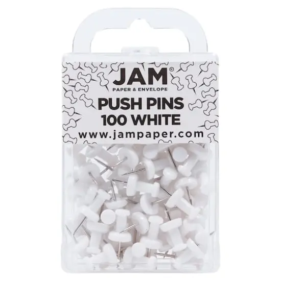 JAM Paper White Standard Push Pins, 2 Packs of 100 {1}
