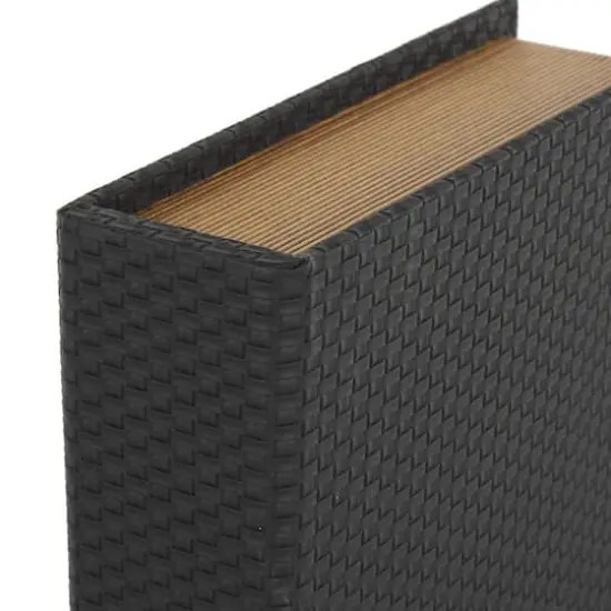 Faux Leather Geometric Woven Grid Book Storage Box Set Black {6}