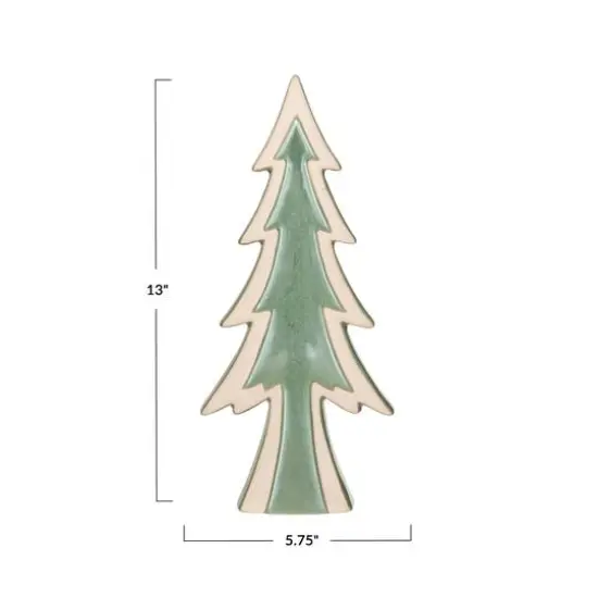 Hello Honey&reg; 13" Tall Green Decorative Unglazed Stoneware Tree D&eacute;cor with Reactive Glaze {5}
