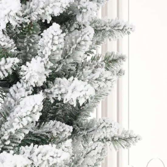 11ft. Pre-Lit Flocked Fir Artificial Christmas Tree, Warm White Lights {5}