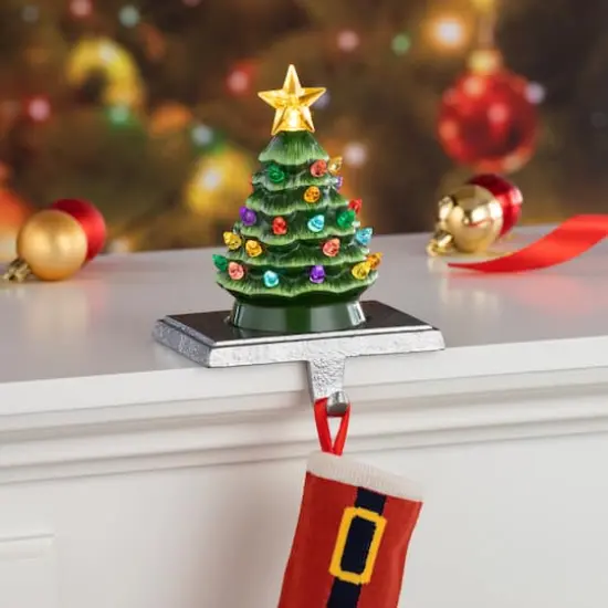 Green Tree Illuminated Stocking Hanger {3}