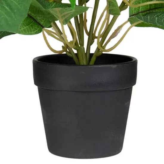 14.5" Potted White Artificial Christmas Poinsettia Flower Plant {3}