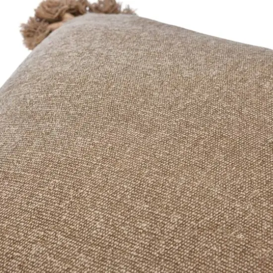 Hello Honey® Brown Square Canvas Pillow Cover with Tassels {4}