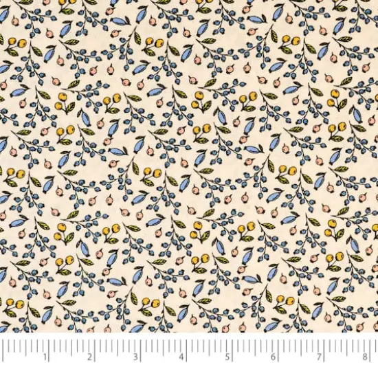 SINGER Floral Pastel Berries Cotton Fabric {1}
