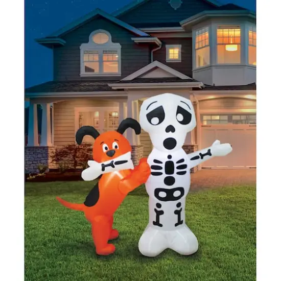 4ft. Inflatable Skeleton & Dog {6}