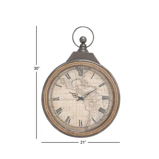 30" Brown Metal Coastal Wall Clock {7}