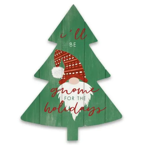 Gnome for Holidays 14" x 18.5" Tree Shaped Pallet Wood {1}
