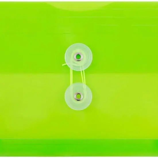 JAM Paper 5.25" x 7.5" Booklet Plastic Envelopes with Button and String Closure, 24ct. Lime Green {4}