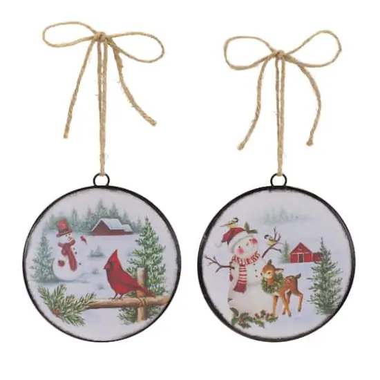 Woodland Snowman Disc Ornament Set {3}