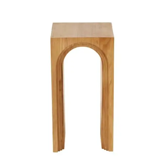 23.5" Brown Wood Cutout Arch Side End Accent Table {4}