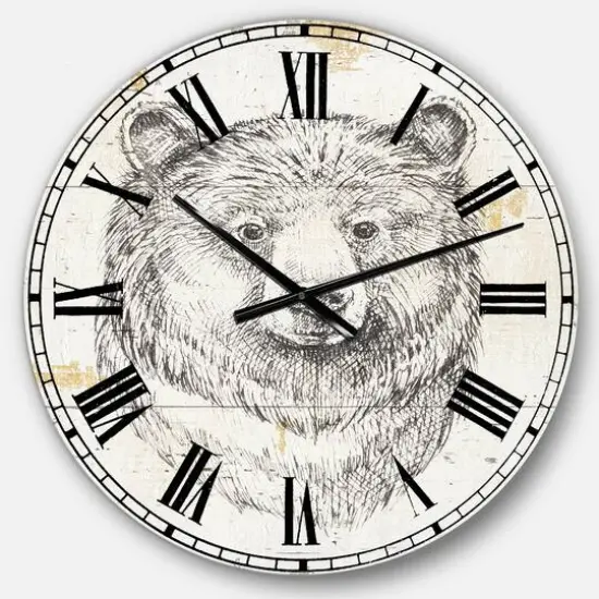 Designart 'Bear Wild And Beautiful Iv Traditional Wall Clock {1}