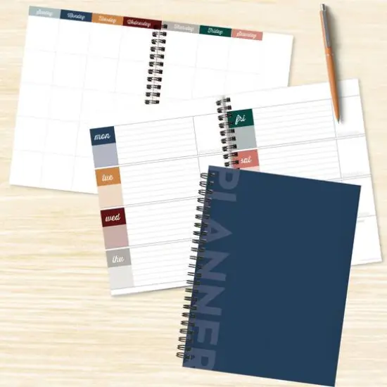 TF Publishing Medium Moody Blue Boho Undated Weekly Monthly Spiral Planner {6}