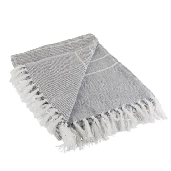 DII&reg; Gray & White Thin Stripe Throw {1}