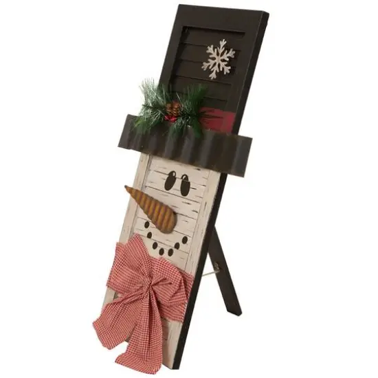 Glitzhome&reg; 22" Wooden Snowman Shutter D&eacute;cor {5}