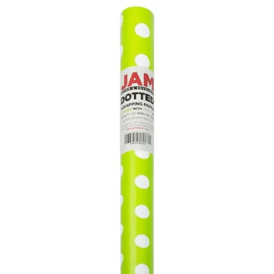 JAM Paper Polka Dot Gift Wrap Lime Green and White {5}