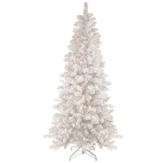 6.5ft. Pre-Lit Flocked Norway Pine Artificial Christmas Tree, Warm White LED Lights {1}