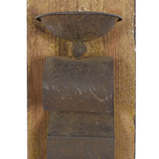 Set of 2 Brown Wood Rustic Wall Sconce, 6" x 19" {4}