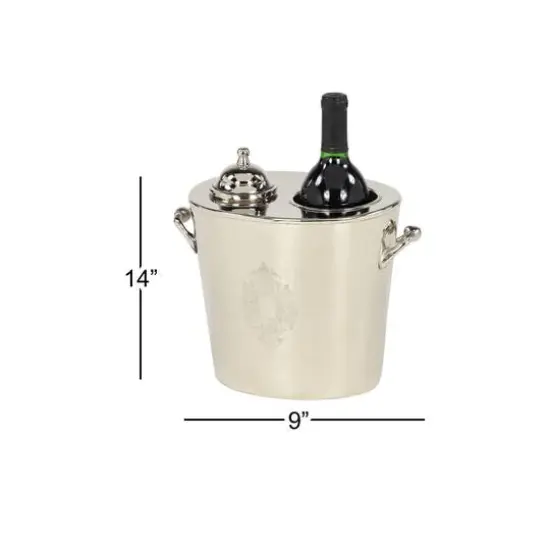 11" Silver Metal Traditional Wine Holder Cooler {7}