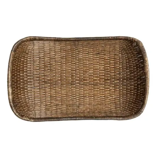 Hello Honey&reg; 34.25" Brown Antique Woven Wicker Tray Basket {4}