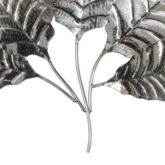 36" Silver Steel Glam Leaf Wall D&eacute;cor {4}