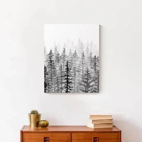 Black White Watercolor Trees 16x20 Canvas Wall Art {5}