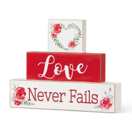 Glitzhome&reg; 9.5" Valentine's Wooden Block Tabletop Sign {1}