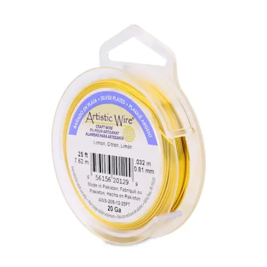Artistic Wire&reg; 20 Gauge Silver Plated Tarnish Resistant Colored Copper Craft Wire, 25ft. Lemon {1}