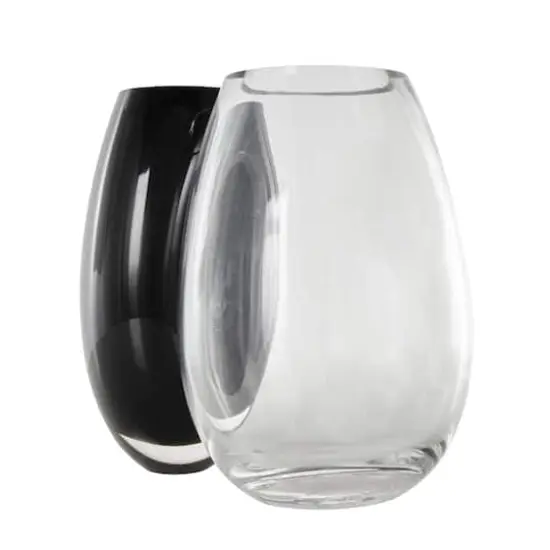 Black & Clear Abstract 2 Opening Recycled Glass Vase  {4}
