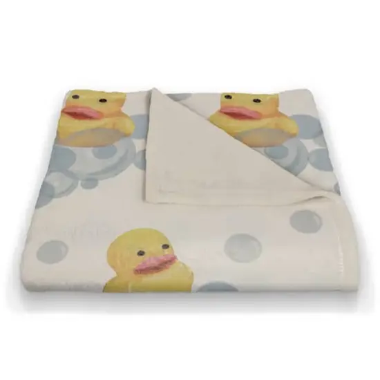 Rubber Duckies Coral Fleece Blanket White {3}