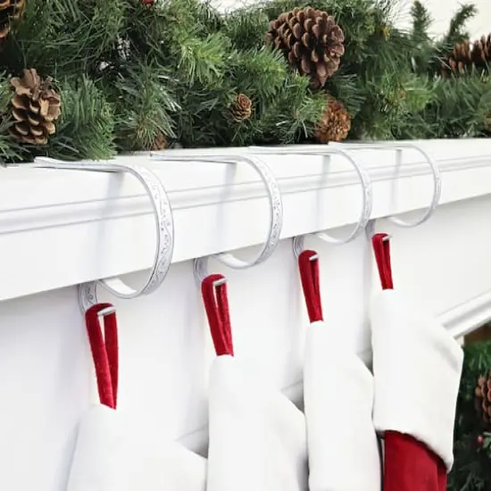 Original MantleClip&reg; Holly Whitewash Stocking Holders, 4ct. {3}